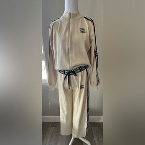 Cream Tracksuit with Black Accents